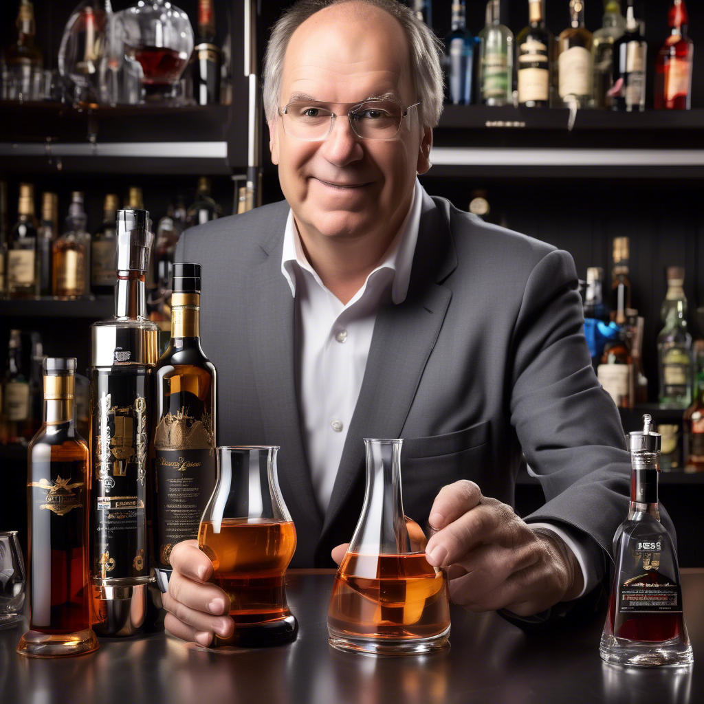 A well-dressed man holds a glass of whiskey, exuding sophistication and elegance.
