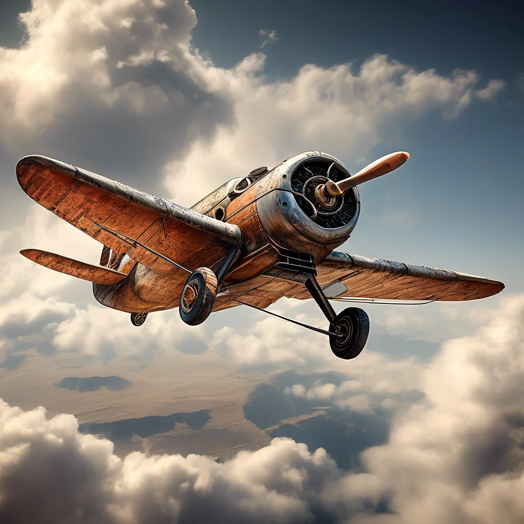 A small plane soaring through fluffy clouds, showcasing the beauty of flight amidst the vast sky.