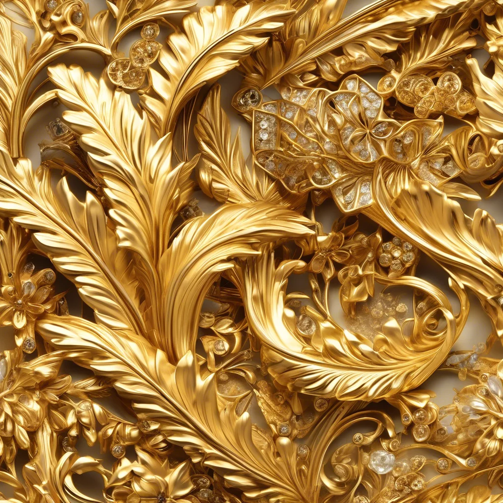 Luxurious gold leaf and flowers against a clean white backdrop.